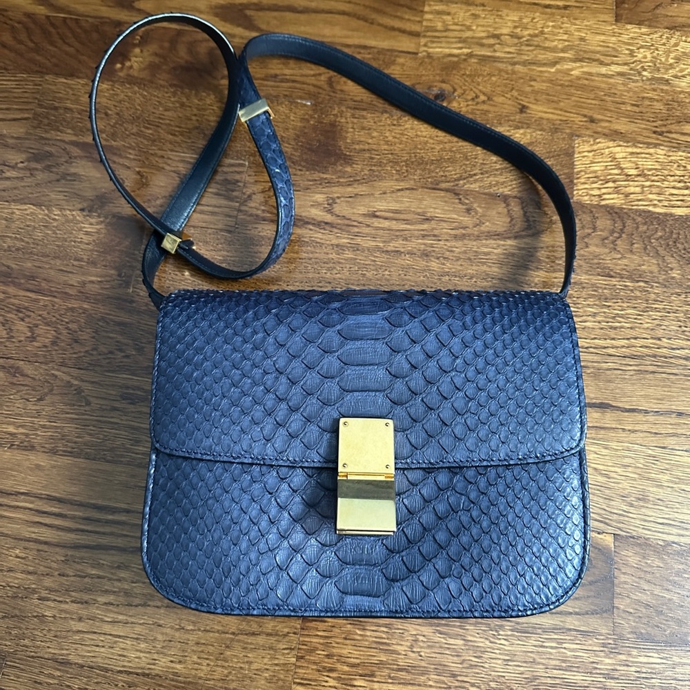 Celine Navy Blue Box Bag Python Medium - image 1